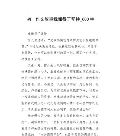 坚持不懈，追求成功（一个高一学生的成长故事）