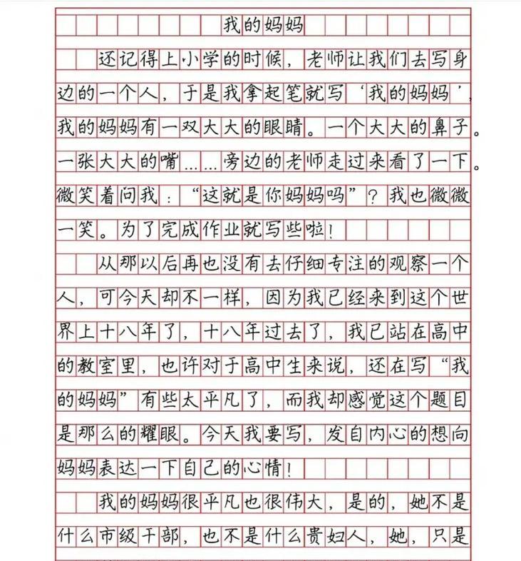闪亮的太阳——我的妈妈（一个母亲的无私关爱和奉献精神）